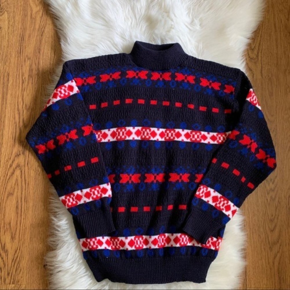 Jamenite Blue Granda Vintage knit sweater Small. Preppy, hispter long sleeve